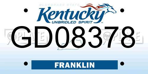 GD08378 Kentucky License Plate
