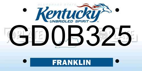 GD0B325 Kentucky License Plate