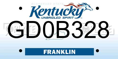GD0B328 Kentucky License Plate