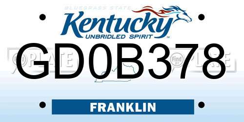 GD0B378 Kentucky License Plate