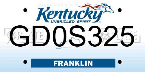 GD0S325 Kentucky License Plate