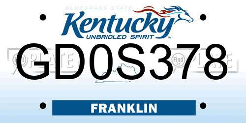 GD0S378 Kentucky License Plate