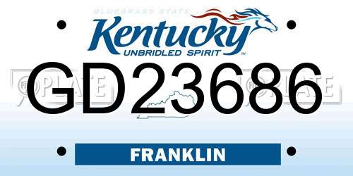 GD23686 Kentucky License Plate