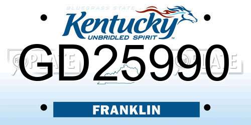 GD25990 Kentucky License Plate
