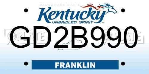 GD2B990 Kentucky License Plate