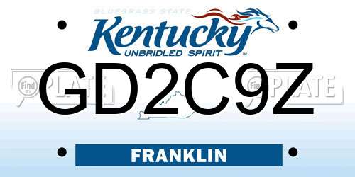 GD2C9Z Kentucky License Plate