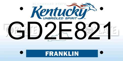 GD2E821 Kentucky License Plate