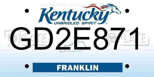 GD2E871 Kentucky License Plate