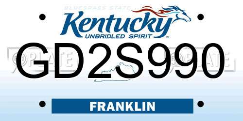 GD2S990 Kentucky License Plate