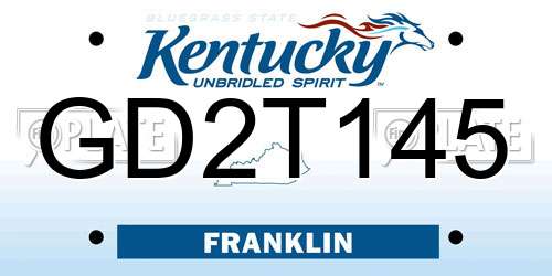 GD2T145 Kentucky License Plate