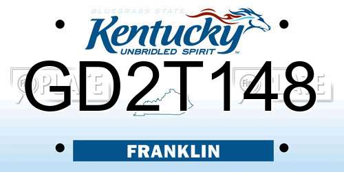 GD2T148 Kentucky License Plate