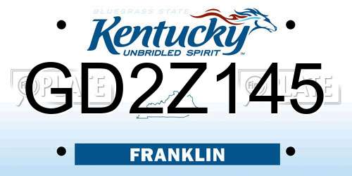 GD2Z145 Kentucky License Plate