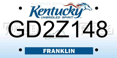 GD2Z148 Kentucky License Plate