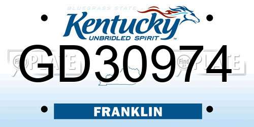 GD30974 Kentucky License Plate