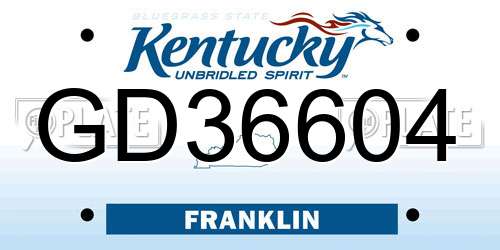 GD36604 Kentucky License Plate