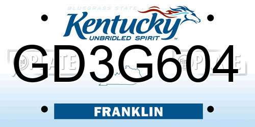 GD3G604 Kentucky License Plate