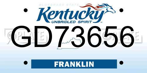 GD73656 Kentucky License Plate