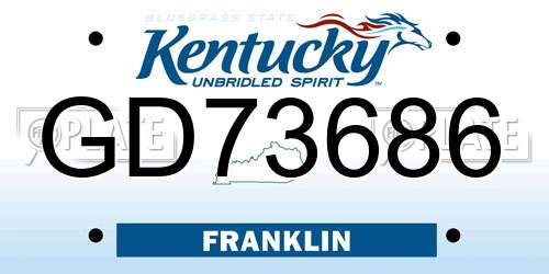 GD73686 Kentucky License Plate