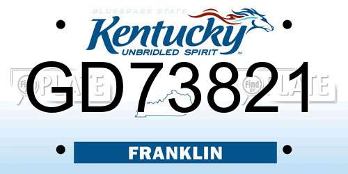 GD73821 Kentucky License Plate