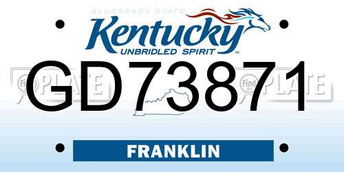 GD73871 Kentucky License Plate
