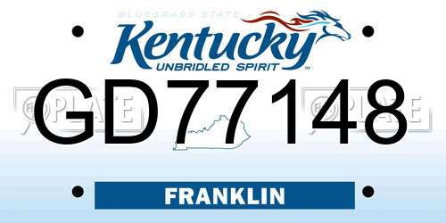 GD77148 Kentucky License Plate