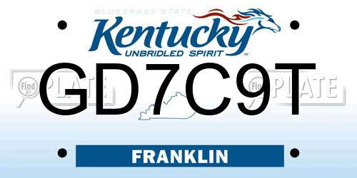 GD7C9T Kentucky License Plate