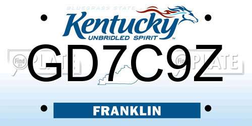 GD7C9Z Kentucky License Plate