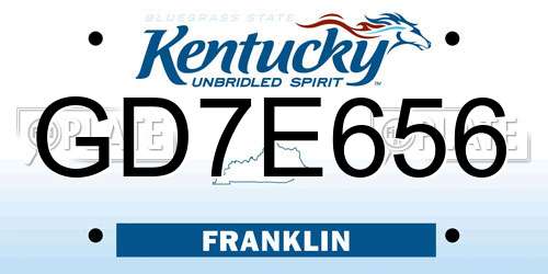 GD7E656 Kentucky License Plate