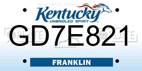 GD7E821 Kentucky License Plate