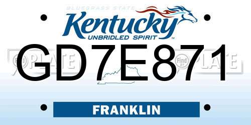GD7E871 Kentucky License Plate