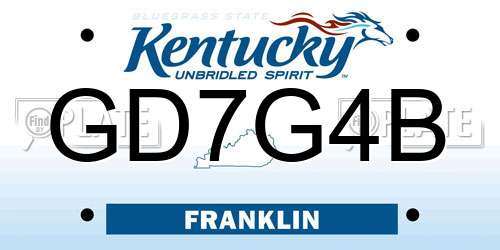 GD7G4B Kentucky License Plate