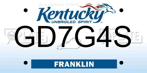 GD7G4S Kentucky License Plate