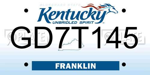 GD7T145 Kentucky License Plate