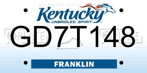 GD7T148 Kentucky License Plate