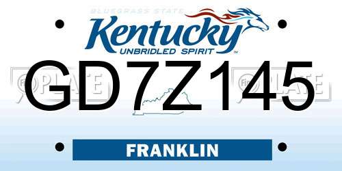 GD7Z145 Kentucky License Plate