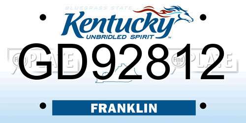 GD92812 Kentucky License Plate