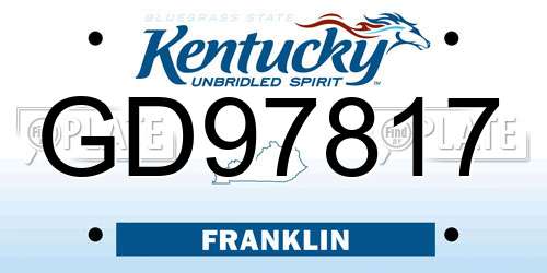 GD97817 Kentucky License Plate
