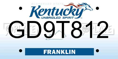 GD9T812 Kentucky License Plate