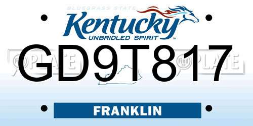 GD9T817 Kentucky License Plate