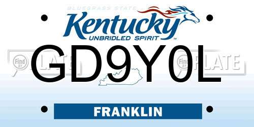 GD9Y0L Kentucky License Plate
