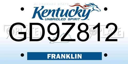 GD9Z812 Kentucky License Plate