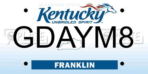 GDAYM8 Kentucky License Plate