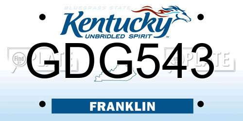 GDG543 Kentucky License Plate