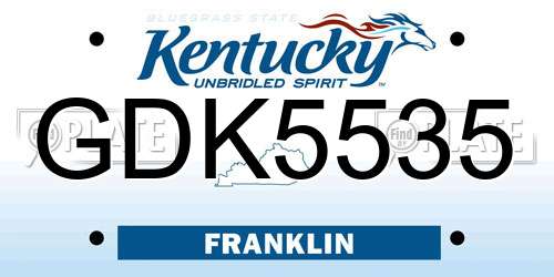 GDK5535 Kentucky License Plate