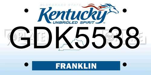 GDK5538 Kentucky License Plate