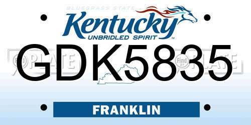 GDK5835 Kentucky License Plate