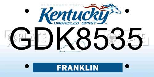 GDK8535 Kentucky License Plate