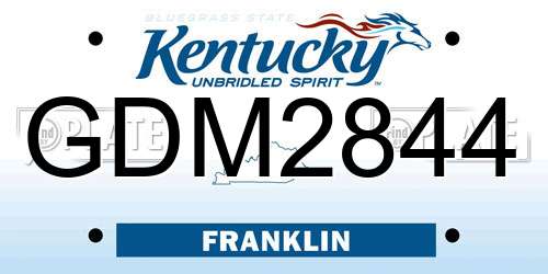 GDM2844 Kentucky License Plate