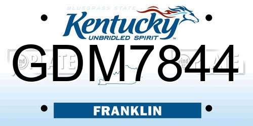GDM7844 Kentucky License Plate