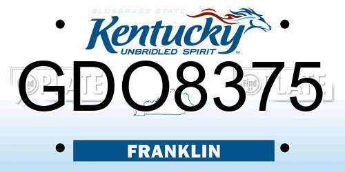 GDO8375 Kentucky License Plate